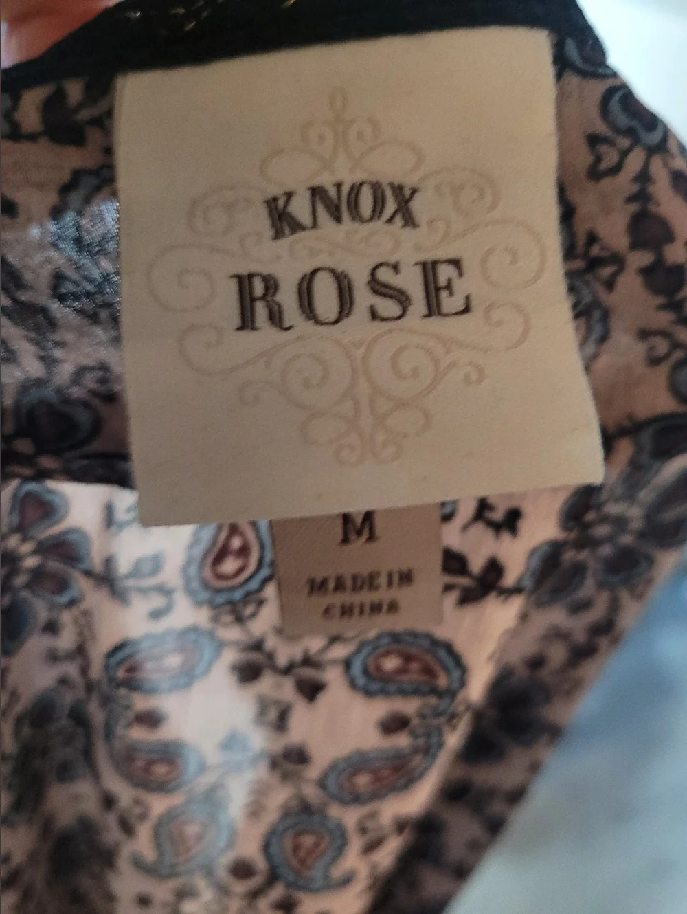 Knox Rose Boho Patchwork Blouse Purple Paisley Medium Semi Sheer - Picture 6 of 7
